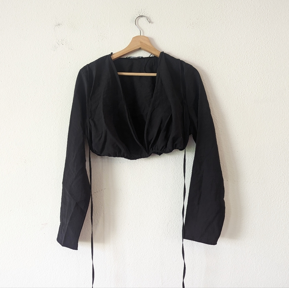 Zara Surplice Cropped Shirt - Picture 1 of 8